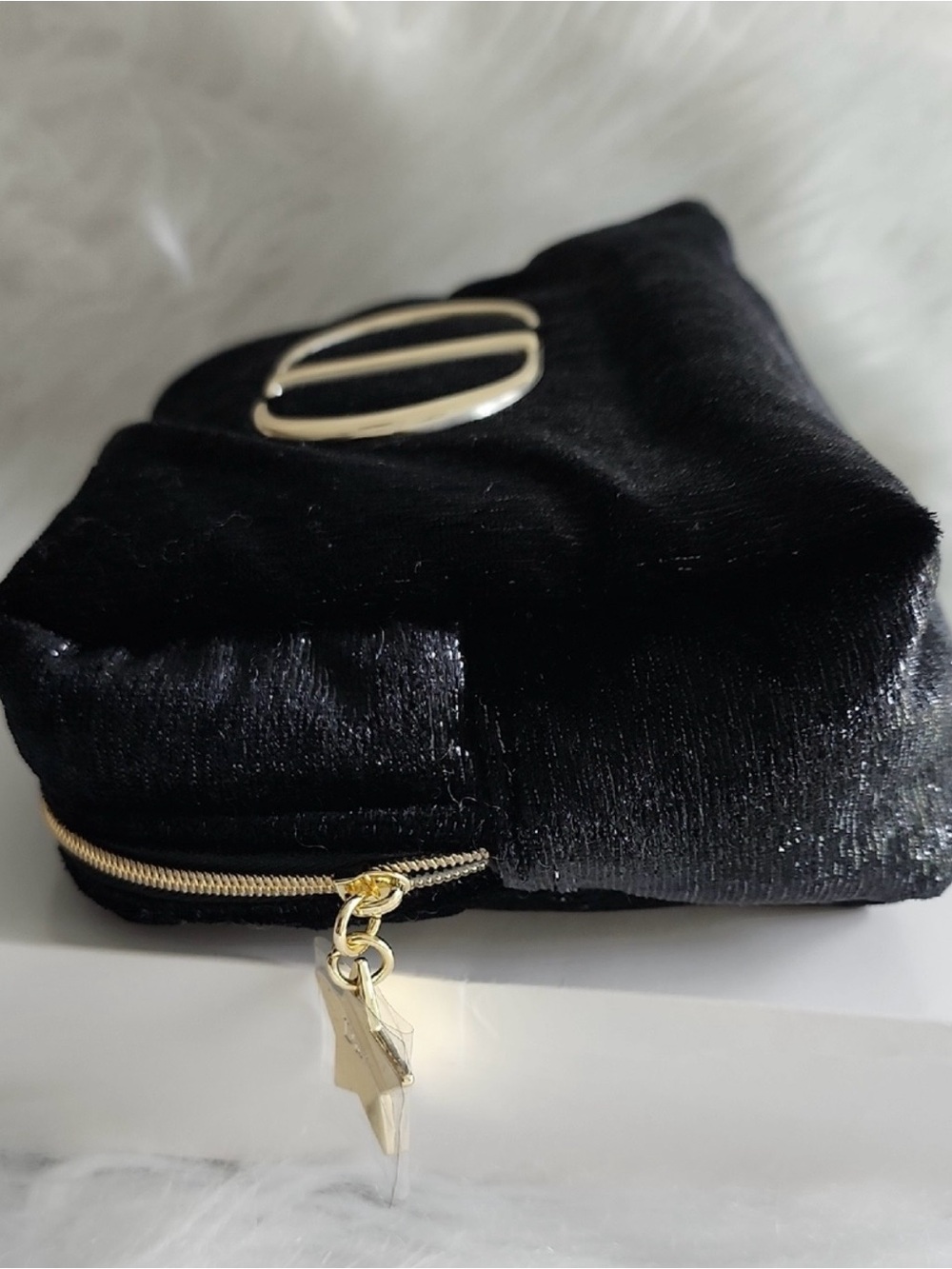 Dior Black Velvet Clutch with Gold CD Emblem - Picture 5 of 6